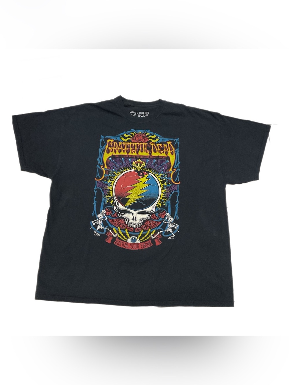 Liquid Blue Grateful Dead Steal Your Face Skull Graphic Band T-Shirt